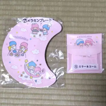 산리오 뽑기 키키라라 멜라민 플레이트와 거울 & 빗 세트