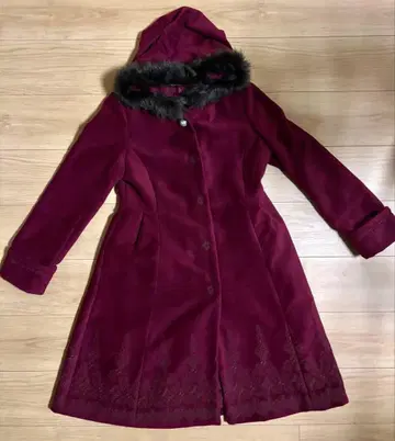 axes femme 롱 코트 보르도 후드 부착