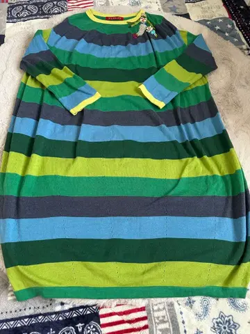 오레보레브라 스트라이프 니트 튜닉 원피스