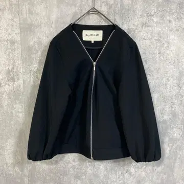 Ray BEAMS 레이빔즈 지퍼 프론트 V넥 자켓 블랙 S