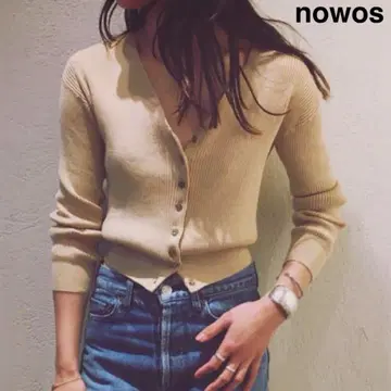 새상품 nowos v넥 리브 가디건
