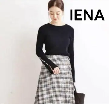 이에나 IENA 펄 슬리브 크롭 상의 / 울 리브 니트 블랙