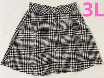 미사용 리제이 펄 버튼 트위드 플레어 스커트