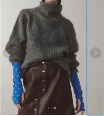 거의 미사용 LE CIEL BLEU 롱 모헤어 니트 그레이 36