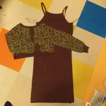 브라운/그린 니트 셋업