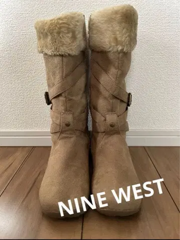 미국 구매 미사용 NINE WEST 스웨이드 퍼 달린 롱 부츠 베이지