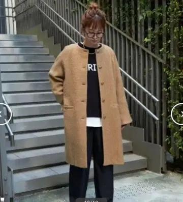 택 포함 새상품 B.C STOCK* 부클레 코트 크루넥 코쿤 코트