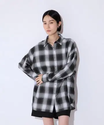 오버 사이즈 체크 셔츠 (블랙, 그레이, 화이트)