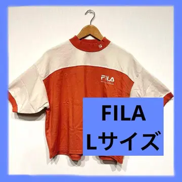 여성용 FILA 바이컬러 반팔 T셔츠 오렌지 베이지 L 사이즈