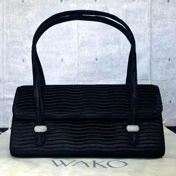 [ 새상품급 ] WAKO 긴자 와코 포멀 흑먹색 실버 금장 장식 핸드백