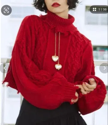 쥬에티 jouetie 케이블 니트 빨간색