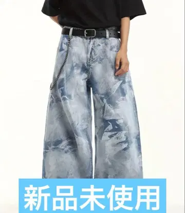 미사용 새상품 XL 와이드 레그 데님 팬츠 블루 계열