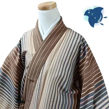 C18 치도리야 기모노 코몬 워셔블 기모노 화학 섬유 브라운