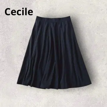 세실 플레어 스커트 스트레치 미디 기장 A라인 캐주얼 무지