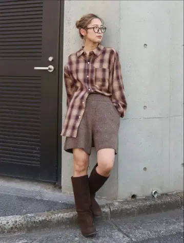 ungrid 빅 루즈 체크 셔츠