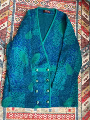 JOVINNA 청록색 레오파드 무늬 가디건