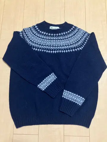 HARLEY OF SCOTLAND 노르딕 무늬 스웨터 네이비 사이즈 44