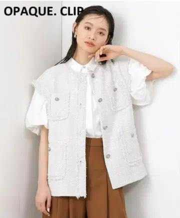 오페크 도트 클립 오쿠사 나오코 콜라보 트위드 베스트