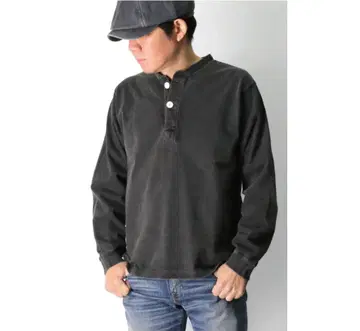 롱 슬리브 헤비 웨이트 헨리넥 T셔츠