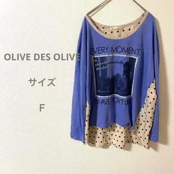 OLIVE DES OLIVE 도트 무늬 프린트 긴팔 상의 개성적