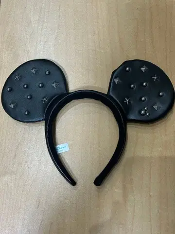 스터드 장식 미키 머리띠 가죽