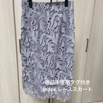 택 포함 미사용 새상품 index 레이스 스커트 그레이쉬 라벤더