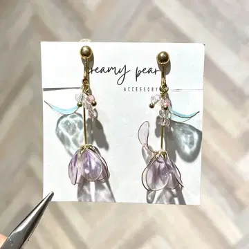 유리 시클라멘 써지컬 스테인리스 귀걸이/니켈 프리 귀찌