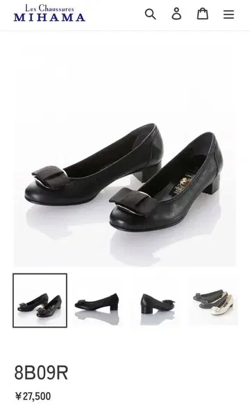 [ 가격 인하 ] MIHAMA 리본 포함 펌프스 블랙 22.5cm