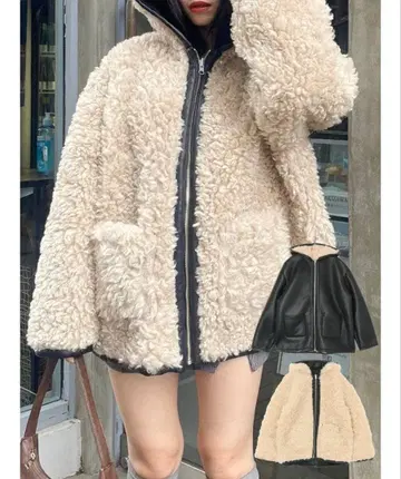 EVRIS 리버서블 후드 보아 블루종