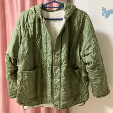 Samansa Mos2 blue 플리스 나일론 자켓 후드 부착