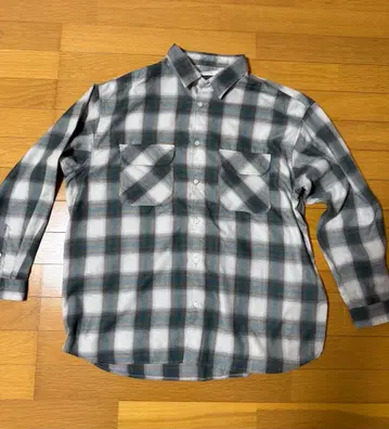 니코 앤드 - 그린 계열 옴브레 체크 L 사이즈 긴팔 플란넬 셔츠