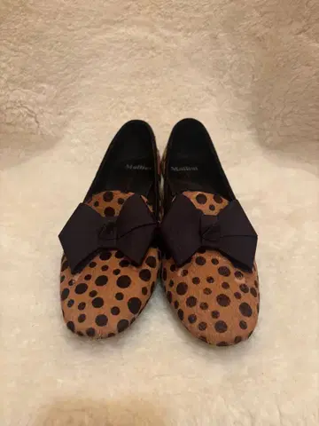 레오파드 무늬 리본 포함 로퍼