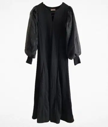 Bab 플레어 라인 긴팔 오간자 원피스 블랙 S 사이즈