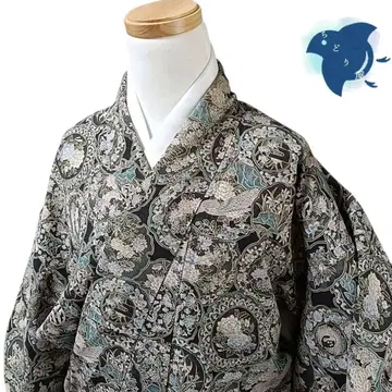 C18 치도리야 기모노 코몬 워셔블 기모노 화학 섬유 블랙