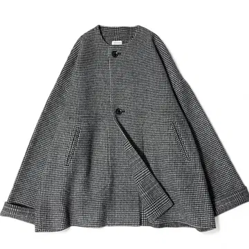 컨디션 최상 니아니폰 하운드 투스 체크 숏 리버 코트