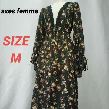 axes femme 엑시즈팜 꽃무늬 원피스 롱 올 패턴 블랙 M