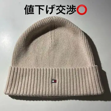 타미힐피거 베이지 니트 모자 OS