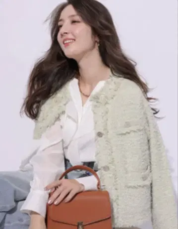 아푸와이저 리셰 프린지 트위드 자켓 옐로우 그린 M 사이즈