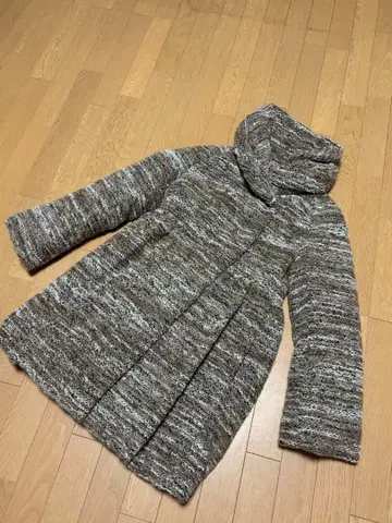 에포카 트위드 다운 코트 브라운 계열 다운 90 A라인 40