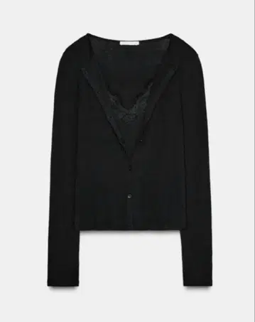 ZARA 콤비네이션 레이스 탑 자켓 상의 S 사이즈 블랙