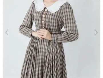 앙크루즈 플리츠 원피스 체크 앙크루즈 지뢰계 양산형