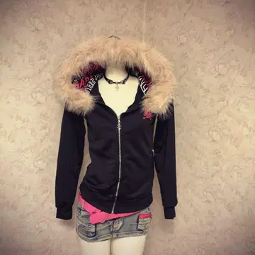 [ 선착순 ] Y2K 00s 퍼 후드티 헤이세이 갸루 GAL 그런지