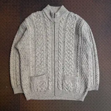 90s 드라이버 니트 아일랜드제 네프 아란 편직 패치 포켓