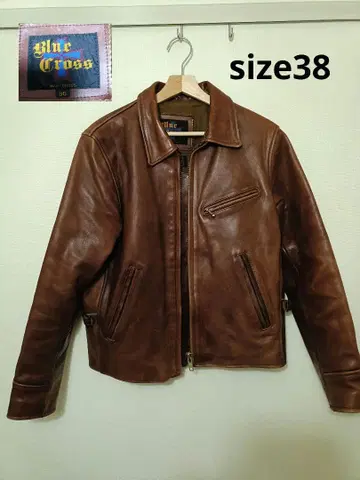 BLUE CROSS 빈티지 싱글 라이더 블루크로스 천연 가죽 38