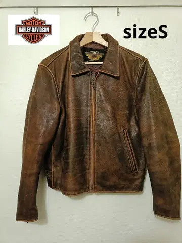 HARLEY-DAVIDSON 브라운 가죽 자켓 S 라이더 아메카지
