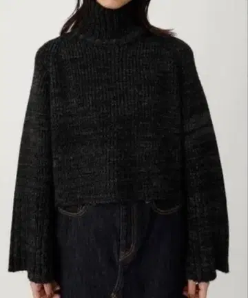 moussy WIDESLEEVECROPKNIT 상의 블랙