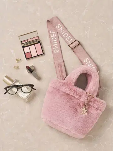 SNIDEL 스나이델 로고 숄더 퍼 백 핑크 WEB 한정판