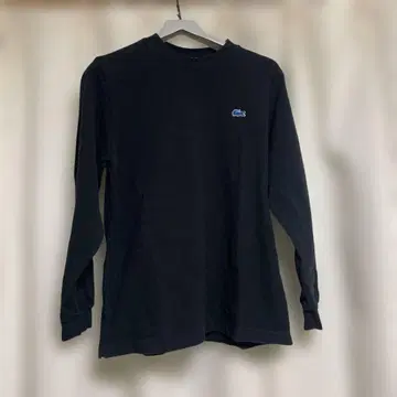 LACOSTE 원 포인트 피케 크루넥 T셔츠 롱T 블랙
