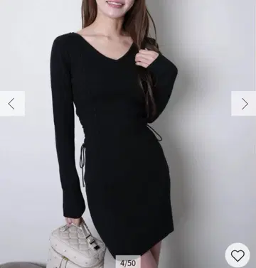 [ LIP SERVICE ] 사이드 레이스 스핀들 니트 원피스