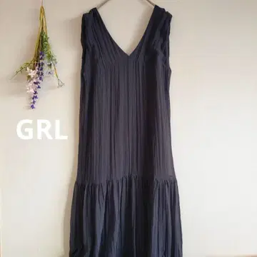 그레일 쉬폰 오버롤 스커트 [ F ] 플리츠 가공 V넥 슬리브리스